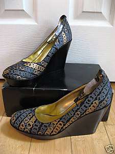 Victorias Secret chain print wedge anklestrap heels 7  