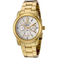 Invicta Womens Angel White Pearlescent Dial 18k Goldplated Watch 