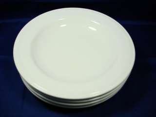 Set of 4 White Dinner Plates (s) LANDS END Beaded Edge  