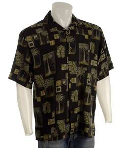 Joe Marlin Mens Palm Tree Print Silk Sport Shirt  