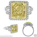 08ct Fancy Intense Yellow Asscher Diamond Ring GIA  