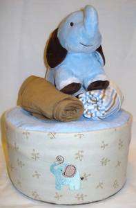 Tier Baby Boy Diaper Cake With Carters Elephant, Outfit and Wash 