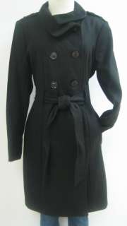 NEW GUESS BELTED TRENCH WOOL COAT, JACKET, BLACK, LARGE, NWT, MW456 