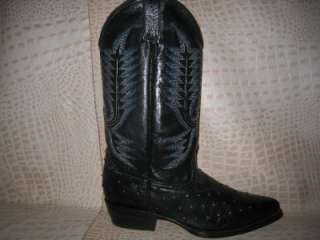 New Mens Embossed Ostrich Leather Black Boots  