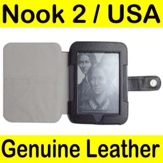 Barnes Noble Nook 2 2nd Genuine Leather Case Cover BK  