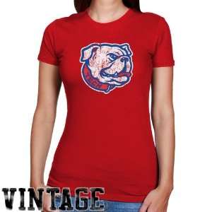 Louisiana Tech Bulldogs Ladies Red Distressed Logo Vintage 