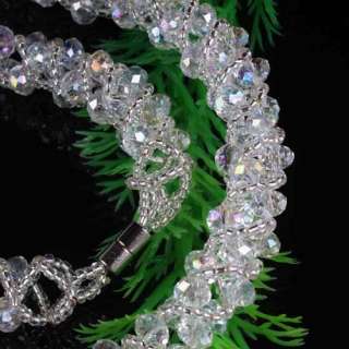 AB White Crystal Glass Beads Bracelet Necklace 1SET  