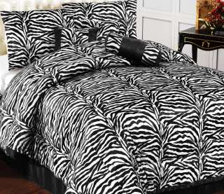   Zebra Animal Comforter set include 8PC Curtain set  BLACK KING  
