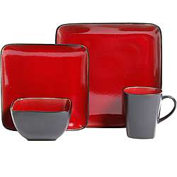 Gibson Solstice 16 piece Red and Brown Dinnerware Set  