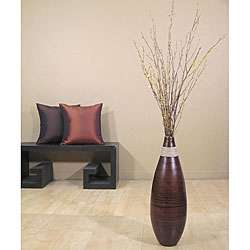 Brown Bamboo 24 inch Floor Vase and Forsythia  
