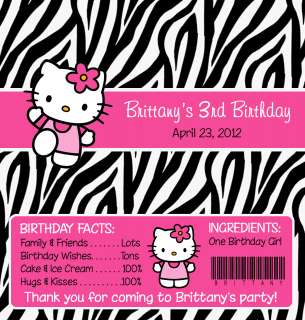 ZEBRA HELLO KITTY BIRTHDAY CANDY WRAPPERS / PARTY FAVORS  