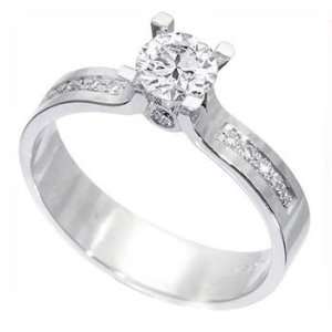  0.37Ct Si Round Diamond Accent Engagement Ring 14K Gold 