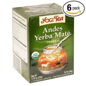 Yogi Tea Organic Andes Yerba Mate, Tea Bags, 16 Count Boxes (Pack of 6 