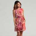 Miss Sixty Womens Printed Chiffon Coral Dress Was $74 