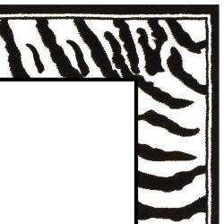   Collection Zebra Border Black/ White Rug (8 x 11)  