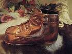   Booties Bronze Baby Shoes Vintage Picture Frame Brass Boots Copper