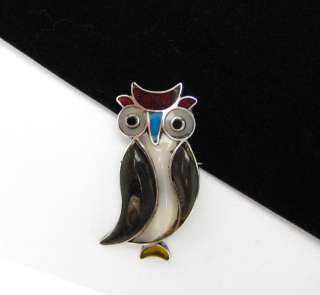 Vtg TAXCO Mexican Sterling Silver Owl Brooch Pin Cute  