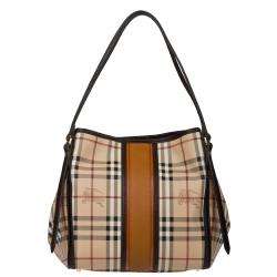 Burberry Small Beige/Brown Canvas Check Tote Bag  