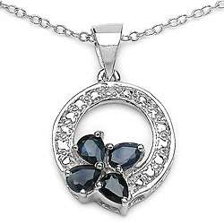 Blue Sapphire and Diamond Butterfly Necklace  