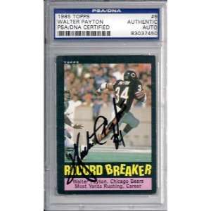 Walter Payton Autographed 1985 Topps Card PSA/DNA Slabbed