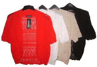   UK Size 14 16 18 New Womens Knitted Crochet Cardigan Bolero Shrug Top