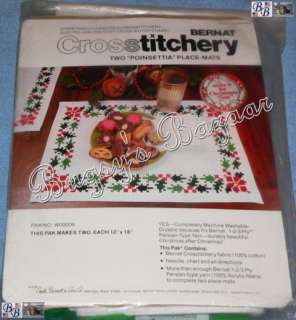   POINSETTIA PLACEMATS Counted Cross Stitch Christmas Kit   6 count Aida