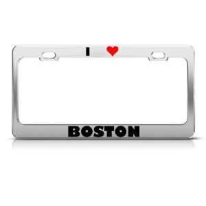  I Love Boston City Metal license plate frame Tag Holder 