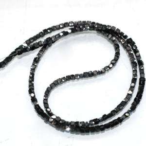 Drilled Natural Black Diamond Faceted Cube Beads  