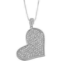 Sterling Silver and CZ Heart Necklace  