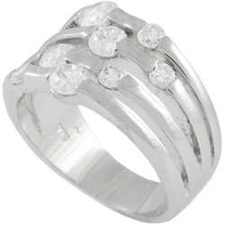 Sterling Silver Stack style Cubic Zirconia Ring  