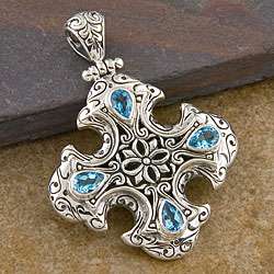 Blue Topaz Silver Cawi Pendant (Indonesia)  