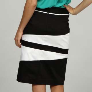 Atelier Luxe Womens A line Asymmetrical Color Blocking Skirt 