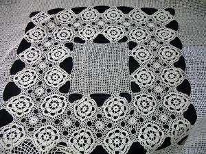 1800s crochet tablecloth / bed coverlet unusual pattern  