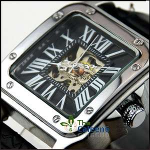   Mechanical Men Leather Hollow Fashion Wrist Watch Roman Numerals