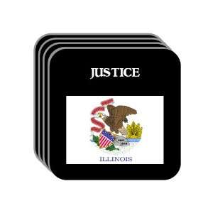 US State Flag   JUSTICE, Illinois (IL) Set of 4 Mini Mousepad Coasters