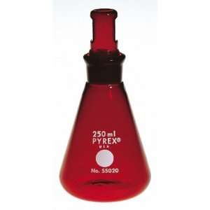 Pyrex Low Actinic Flasks with Narrow Mouth, Stopper, 55020 Flask 250ml 