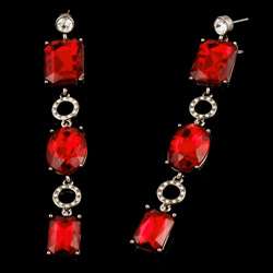 JLo Hematite plated Red Stone Drop Earrings  
