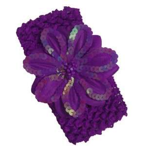  Purple Sequin Flower Crochet Baby Headband