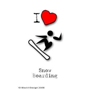  I Love Snow Boarding 3 inch x 2 inch Clear Acrylic Fridge 