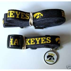  Iowa University Hawkeyes Dog Pet Set Leash Collar ID Tag 