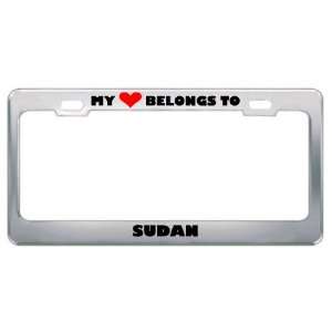  My Heart Belongs To Sudan Country Flag Metal License Plate 