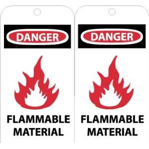 Accident Prevention Tags, Danger Flammable Material, 6X3, Unrip Vinyl 