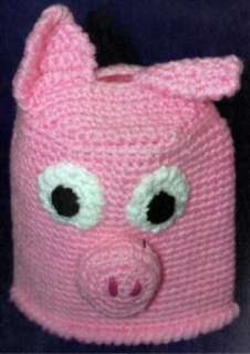 CROCHET PATTERN ONLY Pink Piggy Bank Coffee Can Cover Change Coin 