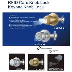 Sliver Keyless Door Knob Lock RFID Card Fob MS5000Q  