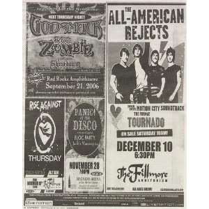   Godsmack Rob Zombie All American Rejects Gig Poster Ad