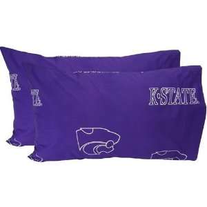 Kansas State Wildcats Printed Pillow Case   King   (Set of 2)   Solid