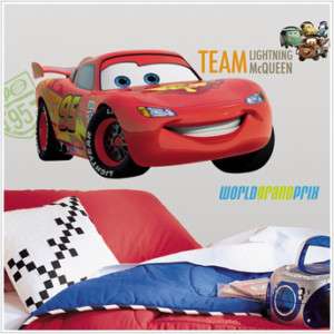 Giant 16 x 38.75 Lightning McQueen Wall Decal Cars 2 Grand Prix NEW 