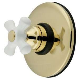 Wall Volume Control Valve with Porcelain Cross Handles Finish Oil 