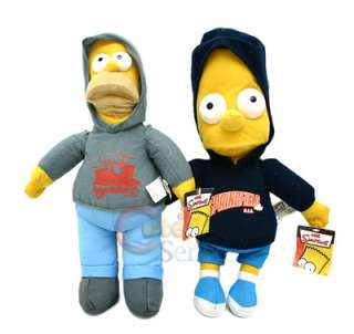 Homer and Bart Simpson Plush Figure Doll  14in Hoodie Shirts