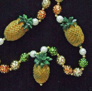Premium Pineapples Mardi Gras Necklace Luau Beads  